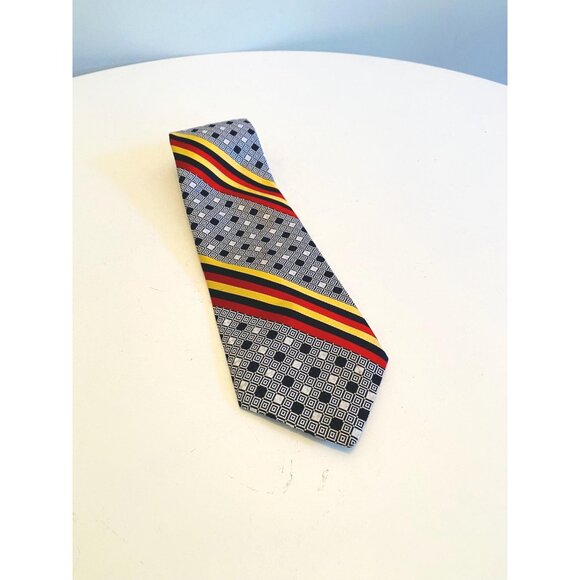 Vintage Tergal Necktie 1970s Geometric Design Tie Costume Design Menswear - Picture 1 of 10